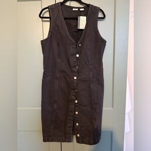 Black Button-Down Denim Dress